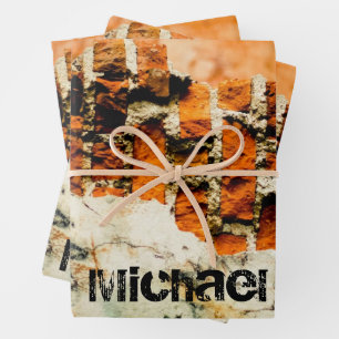 White orange Cool brick wall grafiti Custom name Wrapping Paper Sheets