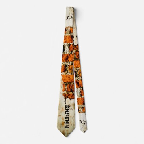 White orange Cool old brick wall grafiti Your name Neck Tie