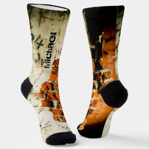 White orange Cool old brick wall grafiti Your name Socks