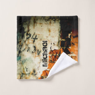 White orange Cool old brick wall grafiti Your name Wash Cloth