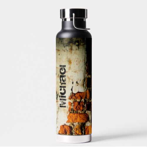 White orange Cool old brick wall grafiti Your name Water Bottle