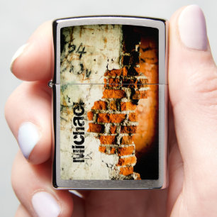 White orange Cool old brick wall grafiti Your name Zippo Lighter