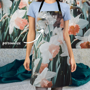 White Orange Daffodils in the Spring Garden Apron