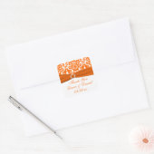 White, Orange Damask Wedding Favor Sticker (Envelope)
