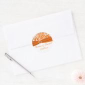 White, Orange Damask Wedding Favor Sticker (Envelope)