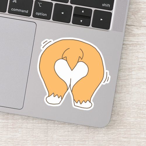 White  Orange Funny Corgi Butt Drawing Sticker