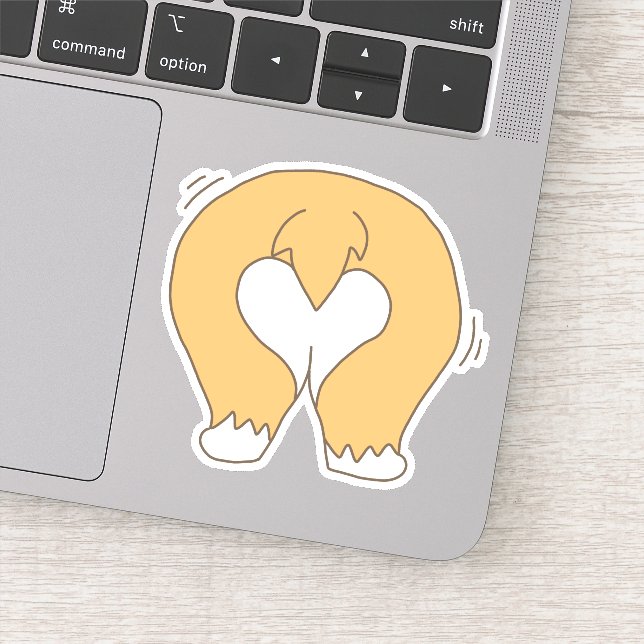White & Orange Funny Corgi Butt Drawing Sticker (Detail)