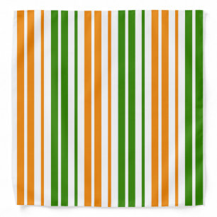 White Orange Green Vertical Stripes Design Bandana