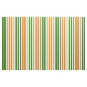 White Orange Green Vertical Stripes Design   Fabric