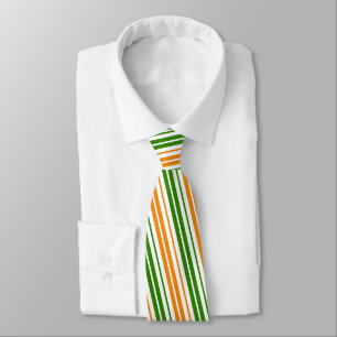 White Orange Green Vertical Stripes Design Neck Tie