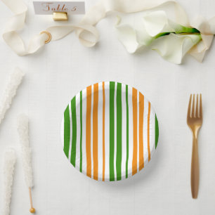White Orange Green Vertical Stripes Design Paper Bowls