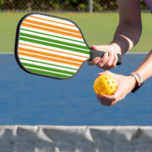 White Orange Green Vertical Stripes Design Pickleball Paddle