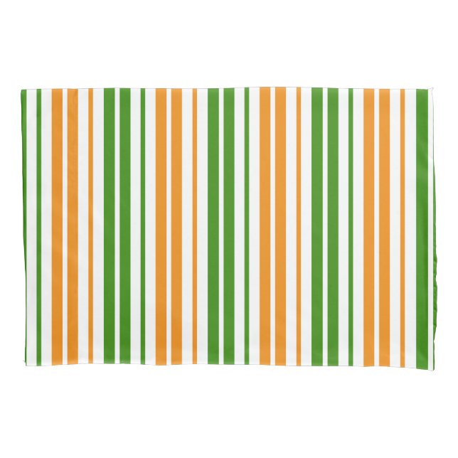 White Orange Green Vertical Stripes Design   Pillow Case (Front)