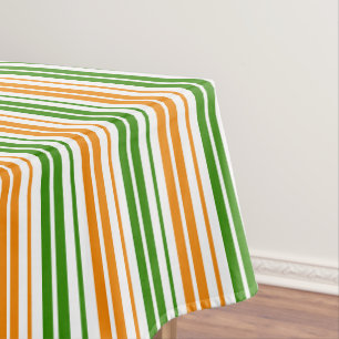 White Orange Green Vertical Stripes Design   Tablecloth
