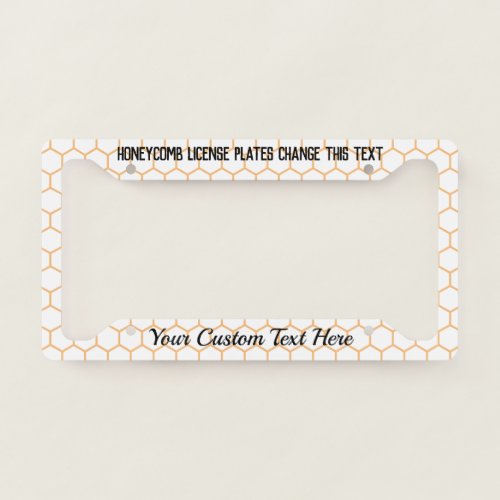 White Orange Honeycomb Apiarist Lady License Plate Frame