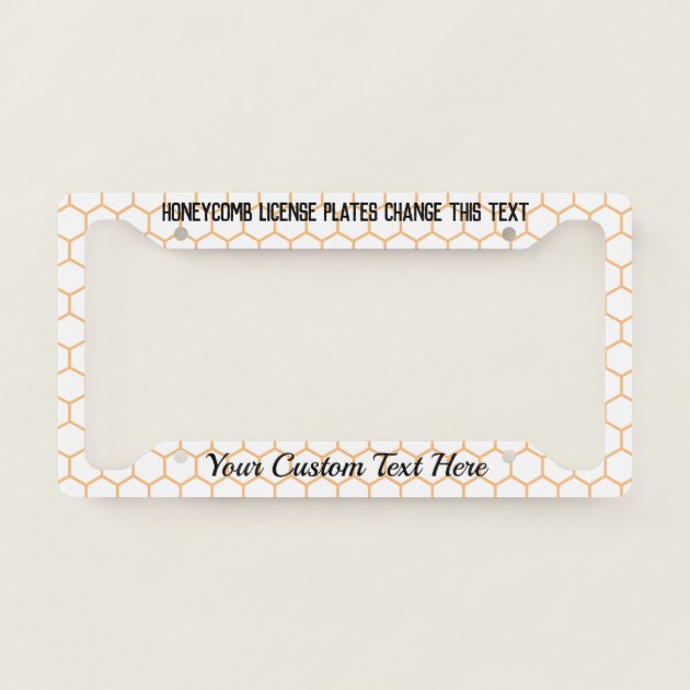 White Orange Honeycomb Apiarist Lady License Plate Frame