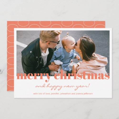 White Orange Merry Christmas Modern Photo Card 