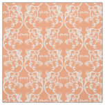 White Orange Parisian Damask Pattern Fabric