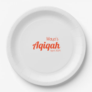 White Orange Solid Color Plain, Aqiqah Baby Shower Paper Plates
