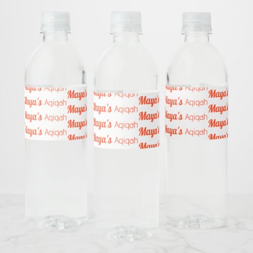 White Orange Solid Color Plain Aqiqah Baby Shower Water Bottle Label