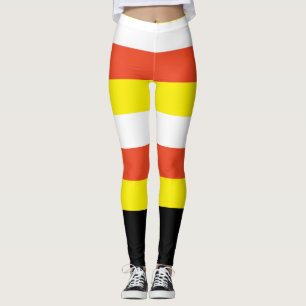 White Orange Yellow & Black Candy Corn Halloween Leggings