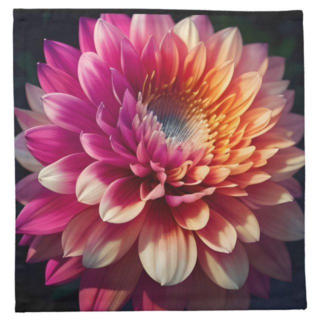 White Orange Yellow Pink Purple Blue Dahlia Flower Cloth Napkin (Front)