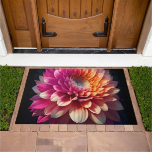 White Orange Yellow Pink Purple Blue Dahlia Flower Doormat
