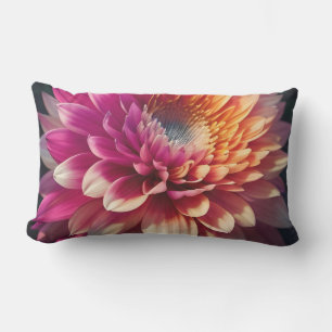 White Orange Yellow Pink Purple Blue Dahlia Flower Lumbar Pillow