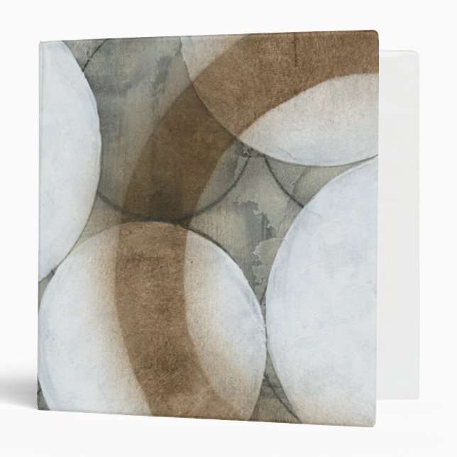 White Orbs & Brown Circles 3 Ring Binder (Front/Inside)
