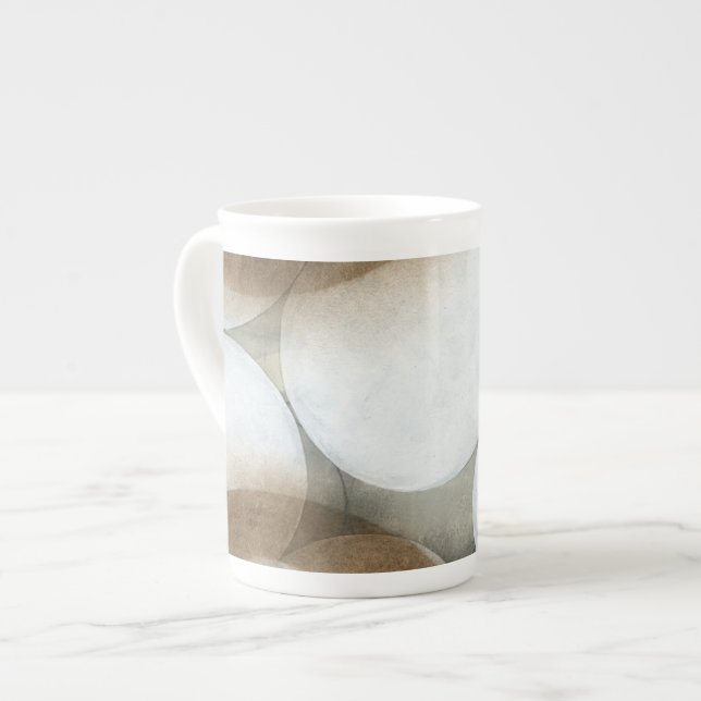 White Orbs & Brown Circles Bone China Mug (Front Left)