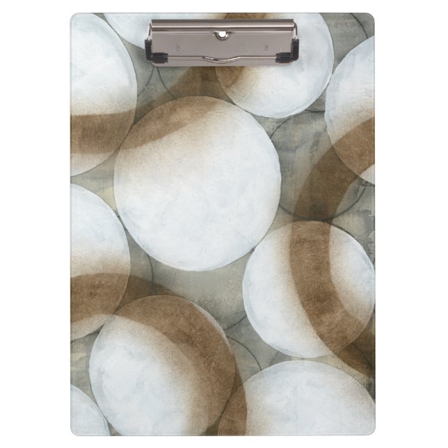White Orbs & Brown Circles Clipboard (Front)