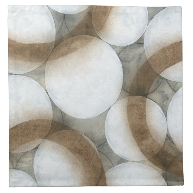 White Orbs & Brown Circles Cloth Napkin (Front)