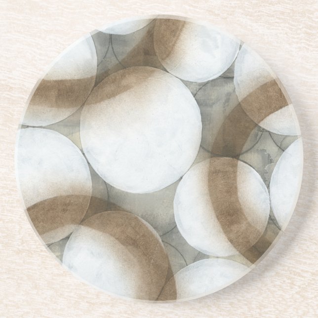 White Orbs & Brown Circles Coaster (Front)