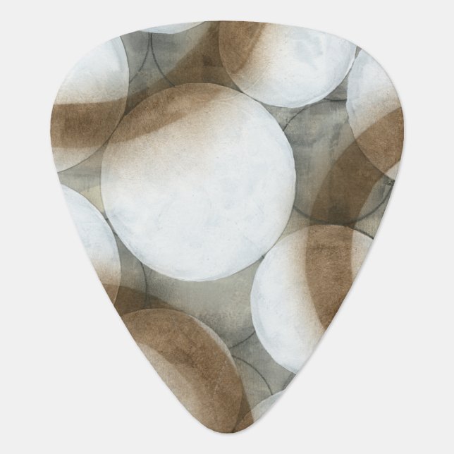 White Orbs & Brown Circles Guitar Pick (Front)