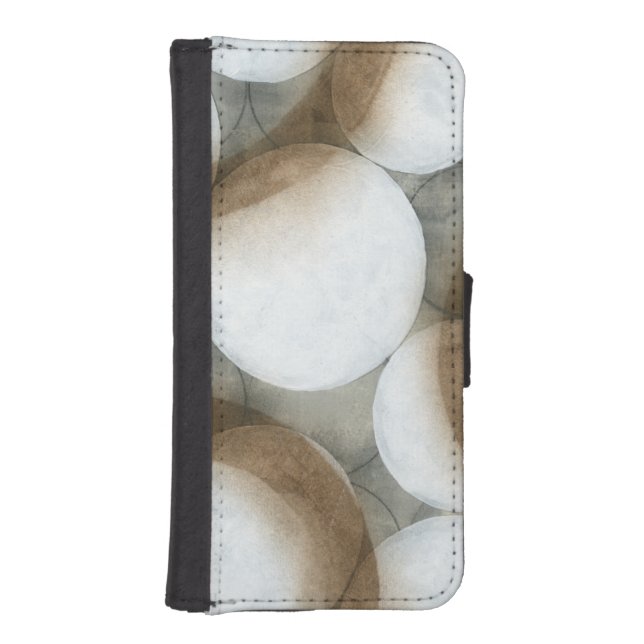 White Orbs & Brown Circles iPhone Wallet Case (Front)