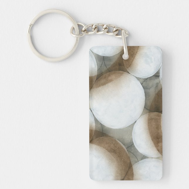 White Orbs & Brown Circles Keychain (Front)
