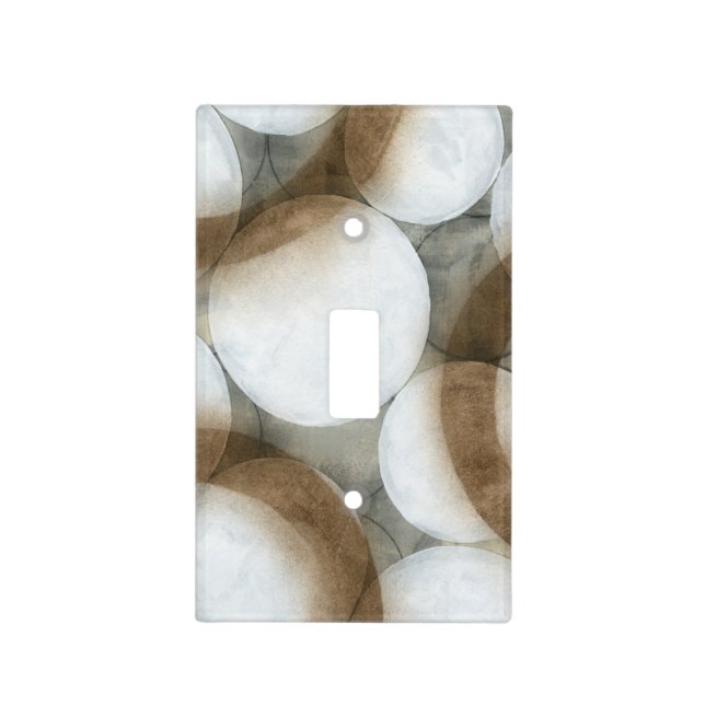 White Orbs & Brown Circles Light Switch Cover (Front)