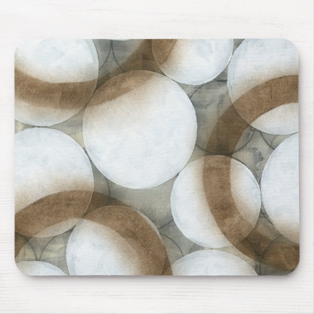 White Orbs & Brown Circles Mouse Pad (Front)