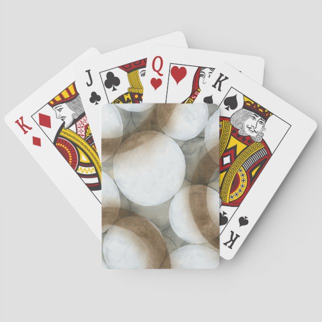 White Orbs & Brown Circles Poker Cards (Back)