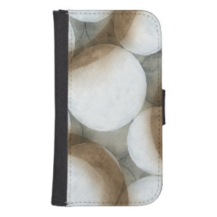 White Orbs & Brown Circles Wallet Phone Case For Samsung Galaxy S4