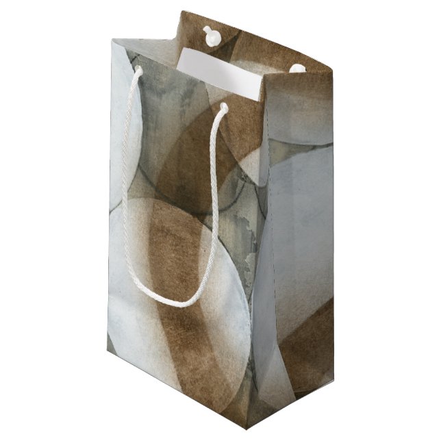 White Orbs & Brown Circles Small Gift Bag (Front Angled)