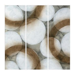 White Orbs & Brown Circles Triptych