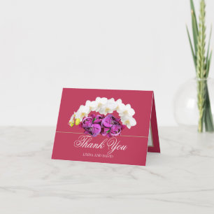 White Orchid and Pink Peony Botanical Thank You Card
