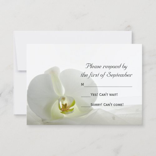 White Orchid and Veil Wedding RSVP Response Card