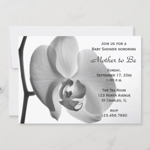 White Orchid Baby Shower Invitation