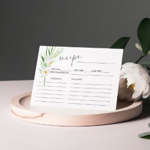 White Orchid   Bridal Shower Recipe Card