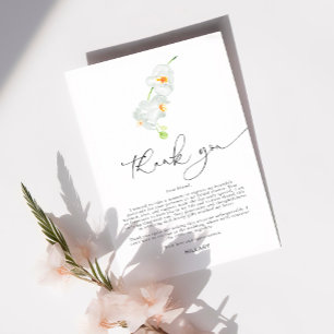 White Orchid Bridal Shower Thank you note card