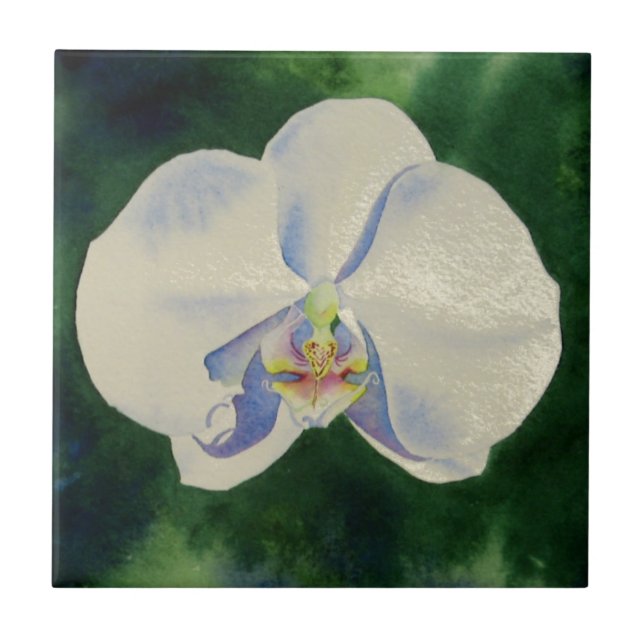 White Orchid Ceramic Tile (Front)