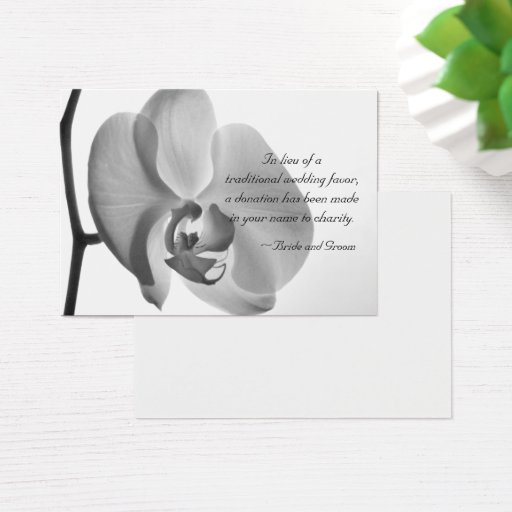 Customizable White Orchid Charity Wedding Favor Card Business Card