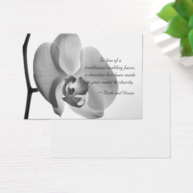 White Orchid Charity Wedding Favor Card (Desk)